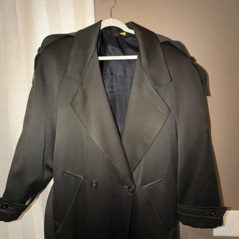 Vintage 90's Bachrach Men's Wool Double breasted Olive Green Dress Coat, Size 40